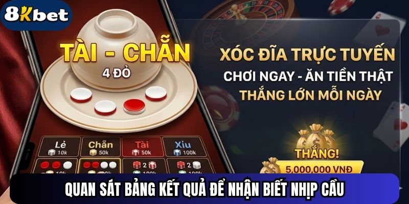 Quan sát bảng kết quả để nhận biết nhịp cầu