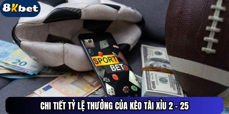 Chi tiết tỷ lệ thưởng của kèo tài xỉu 2 - 25